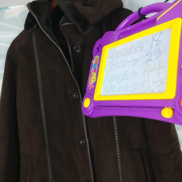 Chocolate Brown Winter Warm Maxi Trench Coat removable Hood/pocket sz14 - Picture 12 of 12